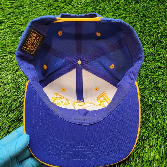 LA Rams Snapback Hat Flat Brim Retro Style Football Cap Blue Yellow - Picture 5 of 7